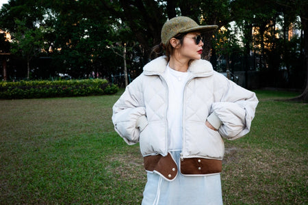 ( BLACK / IVORY) PREMIUM WOOL COLLARED DOWN JACKET