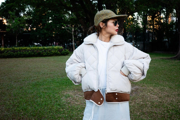 ( BLACK / IVORY) PREMIUM WOOL COLLARED DOWN JACKET ⭐️BEST BUY⭐️