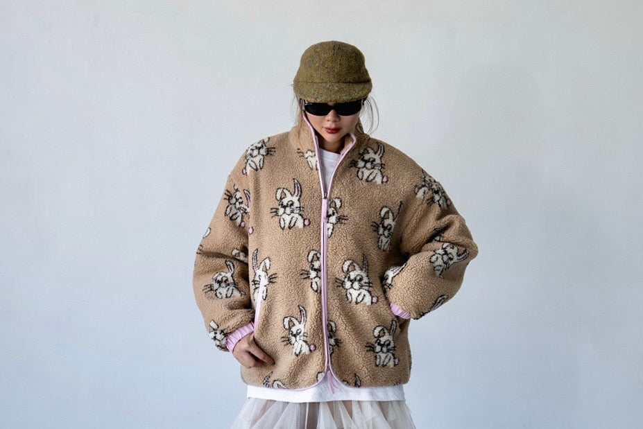 BEIGE RABBIT FLEECE JACKET *LAST ONE*