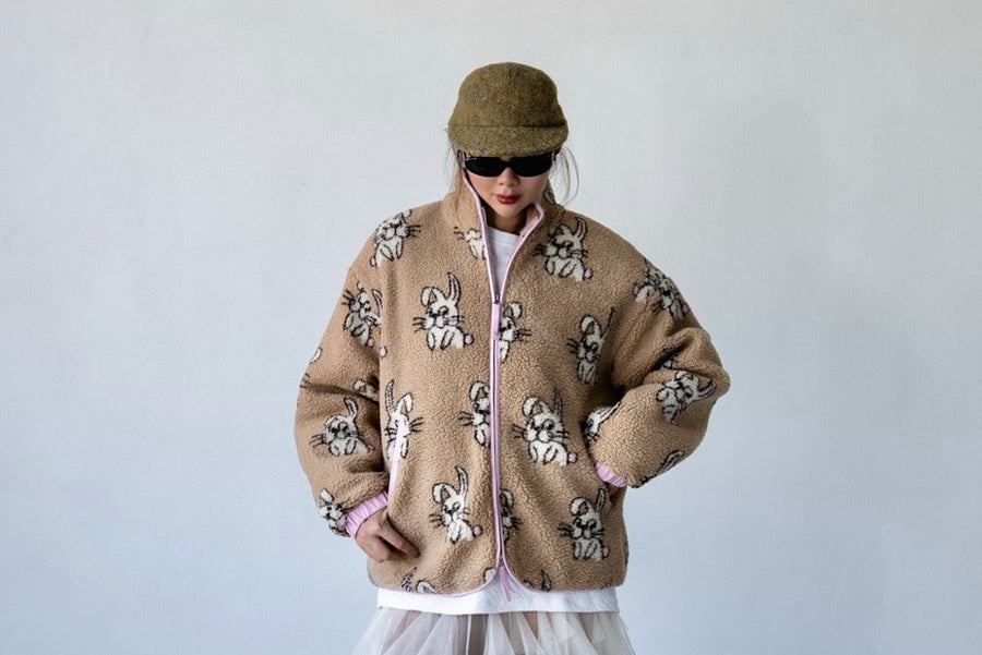 BEIGE RABBIT FLEECE JACKET *LAST ONE*