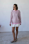 BUBBLE GUM PINK STRIPED POLO *LAST ONE*