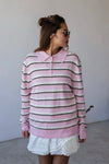 BUBBLE GUM PINK STRIPED POLO *LAST ONE*