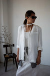 ( WHITE / CHARCOAL ) ULTRA LIGHTWEIGHT SUMMER LINEN BLEND BLAZER