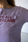 ( CHARCOAL / PURPLE ) FLOWER SLOGAN LONG SLEEVE *LAST 2*