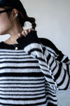 STRIPED BOAT NECK KNIT