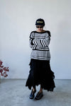 STRIPED BOAT NECK KNIT