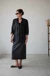 ( WHITE / CHARCOAL ) COTTON POCKET SKIRT