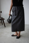 ( WHITE / CHARCOAL ) COTTON POCKET SKIRT