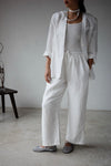 ( WHITE / CHARCOAL ) ULTRA LIGHTWEIGHT SUMMER LINEN BLEND BLAZER
