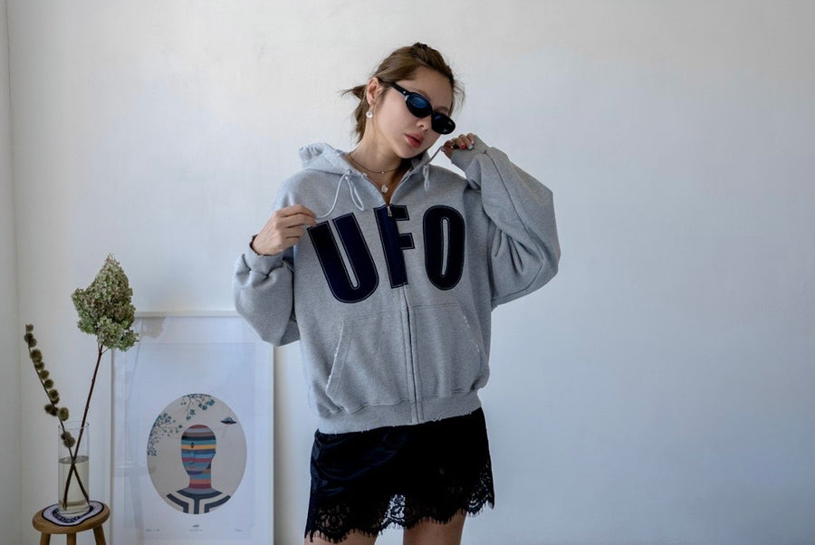 LIGHT GERY UFO HOODED JACKET ( PRE ORDER )