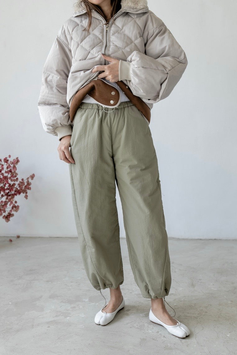 (  BEIGE / BLACK ) FLEECE SHELL COMFY PANTS ⭐️BEST BUY⭐️ *LAST ONE*