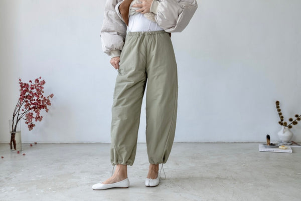 (  BEIGE / BLACK ) FLEECE SHELL COMFY PANTS ⭐️BEST BUY⭐️