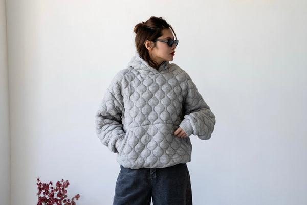 ( BLACK / GREY ) BALL BALL COTTON HOODIE *LAST 2*