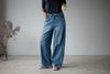 MEDIUM WASH BLUE ROLLED WAISTBAND SOFT DENIM
