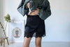 ( WHITE / BLACK ) LACE TRIMMED SATIN MINI SKIRT *BEST BUY* ( PRE ORDER )