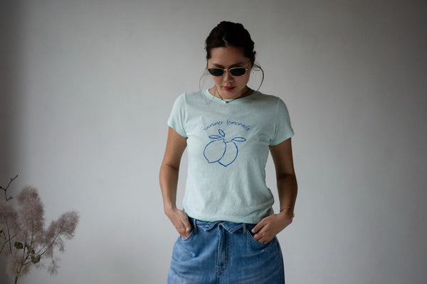 ( MINT / WHITE ) LEMON TEE