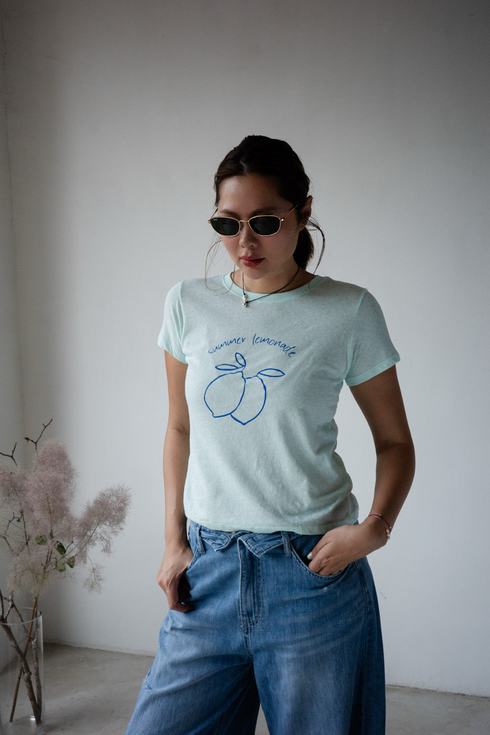 ( MINT / WHITE ) LEMON TEE