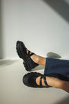 BLACK PLATFORM LEATHER MARY JANE SHOES ( PRE ORDER )