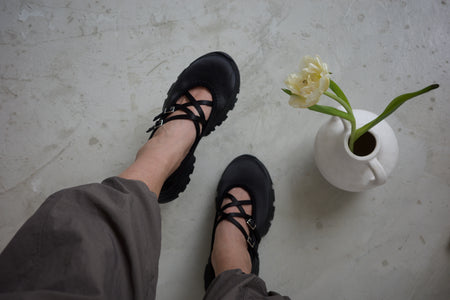 BLACK SATIN BALLERIA PLATFORM SHOES ( PRE ORDER )