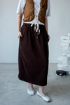 ( OAT YELLOW / BROWN ) FLEECE MIDI SKIRT
