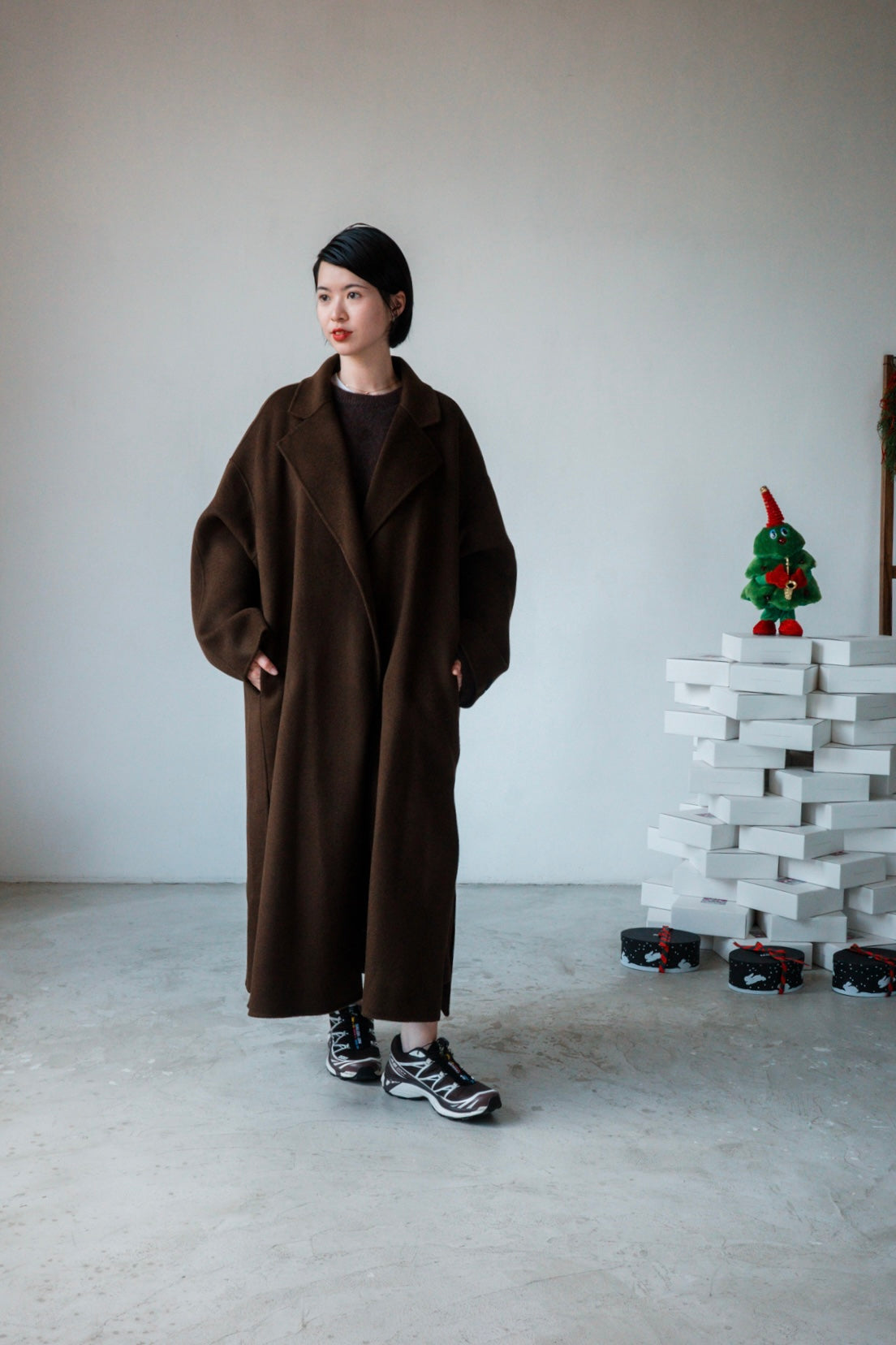 ( CHARCOAL / BROWN ) PREMIUM HANDMADE 100% WOOL COAT ⭐️BEST BUY⭐️ *LAST 2*