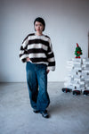 CHOCOLATE STRIPED FLEECE JUMPER