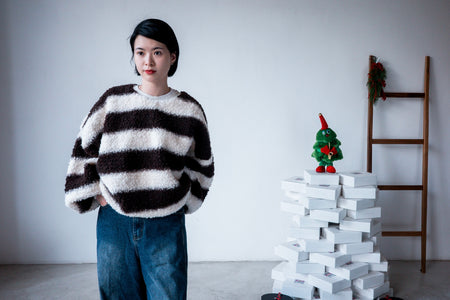 CHOCOLATE STRIPED FLEECE JUMPER