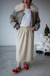 ( OAT YELLOW / BROWN ) FLEECE MIDI SKIRT