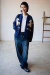 (  RED / NAVY ) RETRO HORSE WOOL CARDIGAN￼