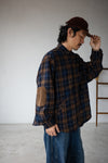 ( BROWN / BLUE ) WOOL PLAID SHIRT