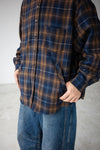 ( BROWN / BLUE ) WOOL PLAID SHIRT