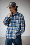 ( BROWN / BLUE ) WOOL PLAID SHIRT