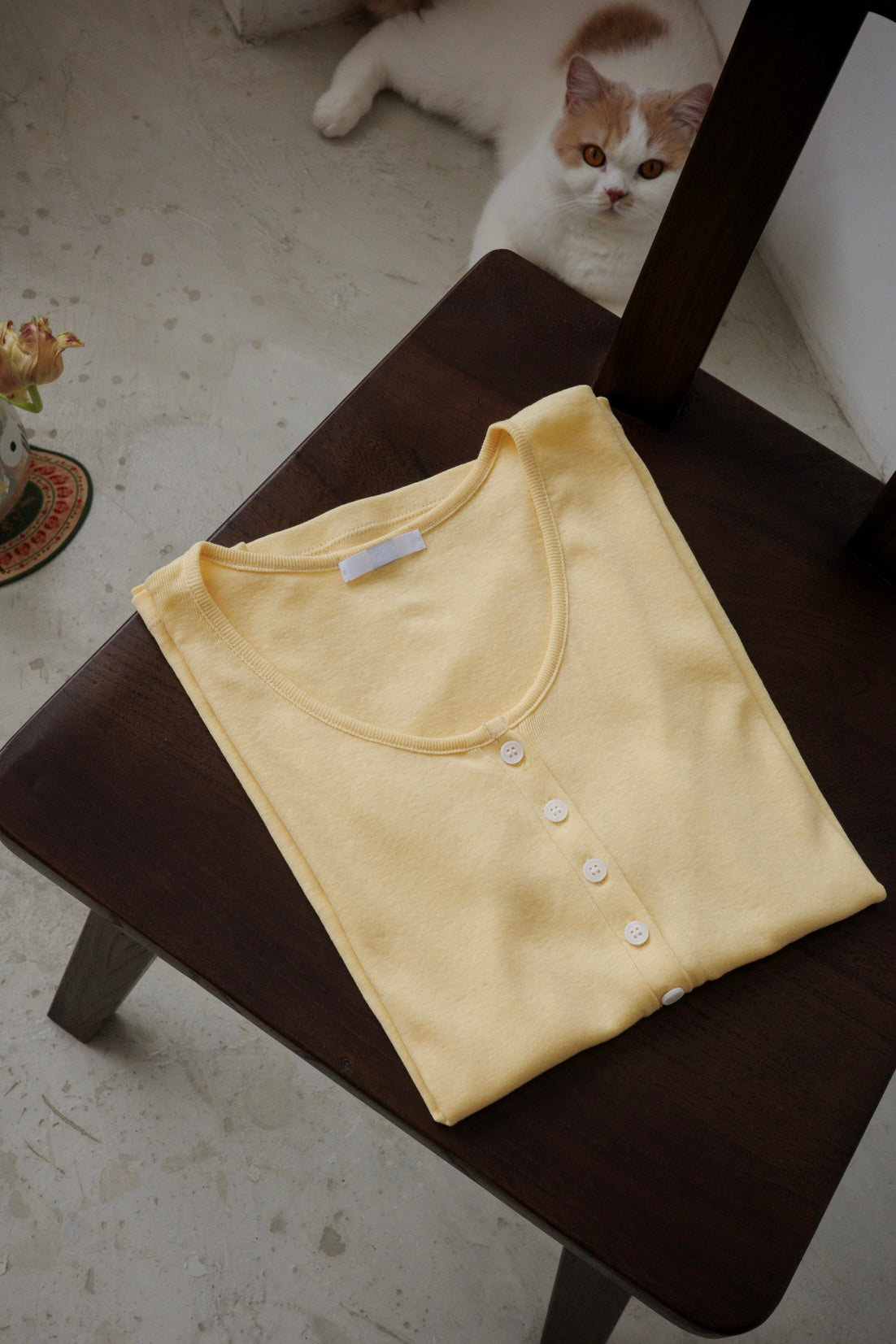( 4 COLORS ) DAILY WASHED COTTON HENLEY TEE ✨BEST BUY✨ *LAST 2*
