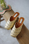 ( BEIGE / BLACK ) STUDDED MULES ( PRE ORDER )