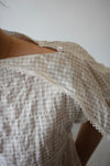 CHECKERED WASHED COTTON SHOULDER TOP