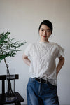 CHECKERED WASHED COTTON SHOULDER TOP