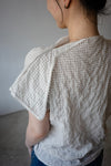 CHECKERED WASHED COTTON SHOULDER TOP