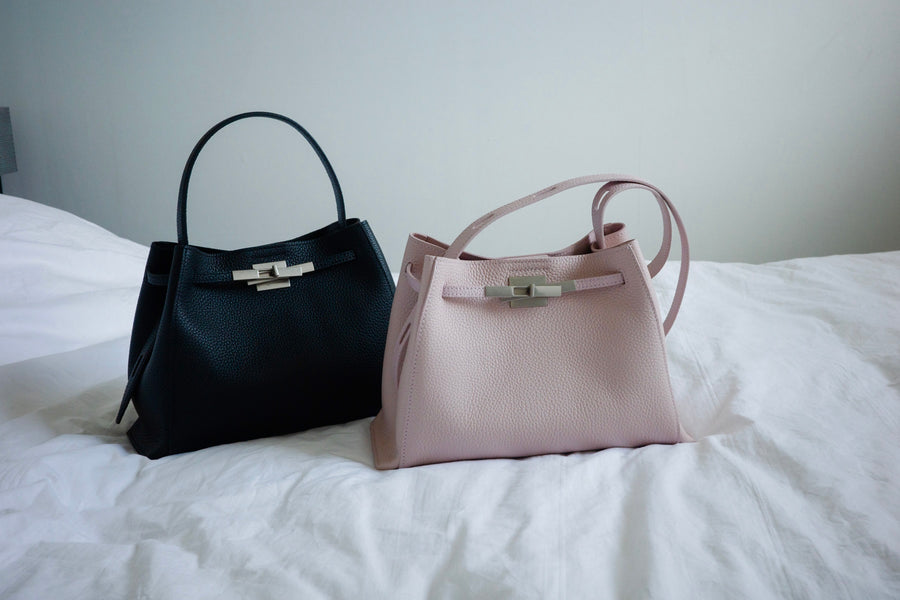 ( BLACK / BABY PINK ) CLIP CARVIER LEATHER 3 WAY BAG