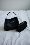 ( BLACK / BABY PINK ) CLIP CARVIER LEATHER 3 WAY BAG