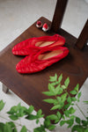 ( CHERRY RED / BLACK ) PLEATED MESH FLATS