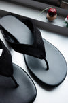 ( BLACK / RED ) MINIMALIST SUEDE FLIP FLOPS ( PRE ORDER )