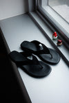 ( BLACK / RED ) MINIMALIST SUEDE FLIP FLOPS ( PRE ORDER )
