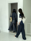 ( LIGHT GREY / CHARCOAL ) PREMIUM SHEER CHIFFON TRENCH COAT *LAST ONE*