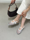 ( 3 COLOURS ) BLING BLING MESH SLING BACK MARY JANE FLAT ( PRE ORDER )