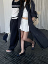 ( LIGHT GREY / CHARCOAL ) PREMIUM SHEER CHIFFON TRENCH COAT *LAST ONE*