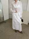 ( WHITE / CHARCOAL ) COTTON POCKET SKIRT