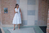 Premium White Lace Up Polka Dot Dress
