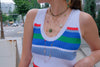 Rainbow Stripe Knit Dress with Belt