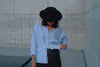Baby Blue Pinstripe Belted Shirt