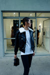 BLACK COLLARED FAUX LEATHER PILOT JACKET *BEST BUY*